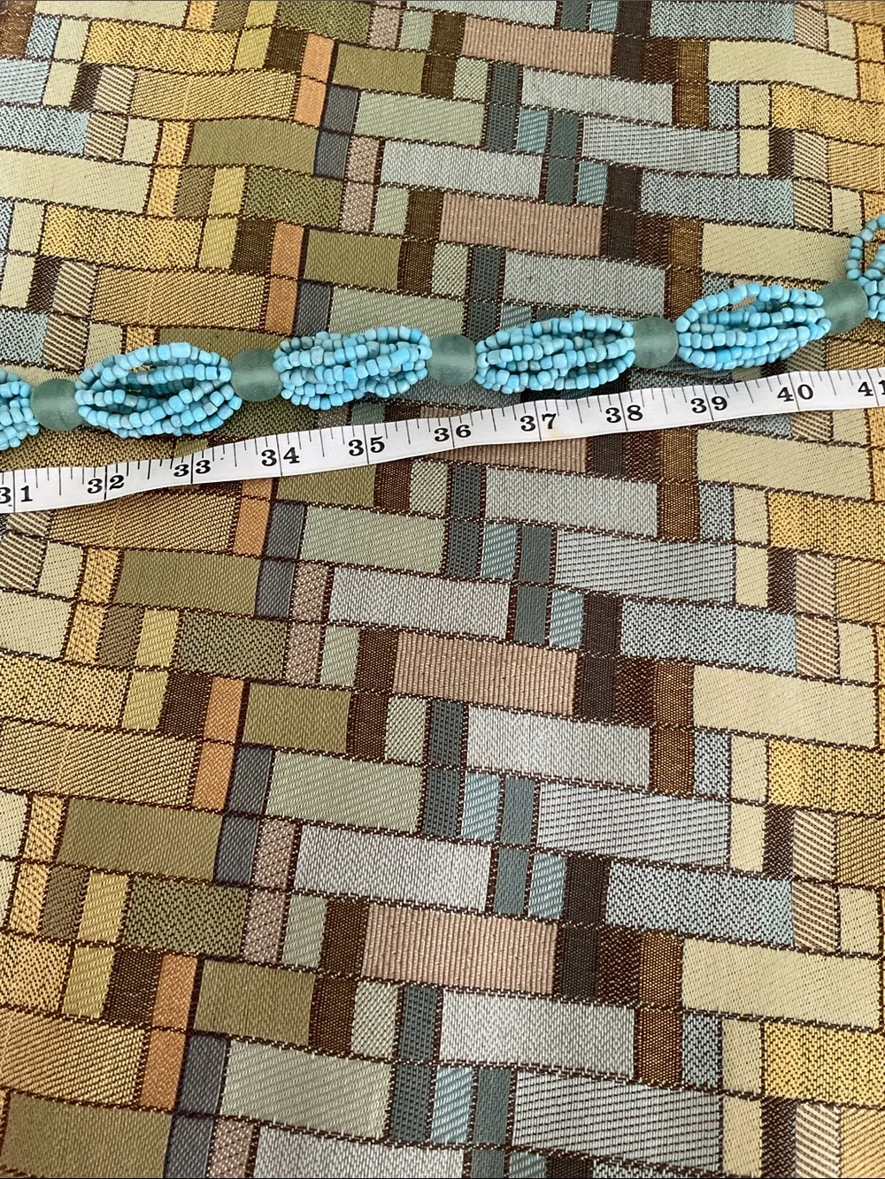 Braided Turquoise Colored Seed Bead Belt Boho Coastal Cowgirl Island Resortwear